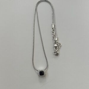 Brighton reversible Elegant Silver Necklace with Black/Gold Pendant